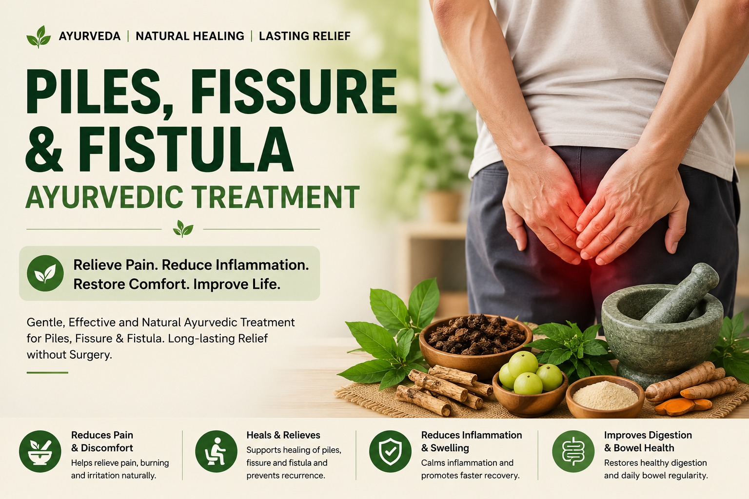 Piles, fissure and fistula Ayurvedic treatment with natural herbs